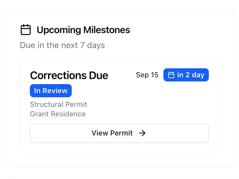 Permitful Upcoming Milestones in Light Mode